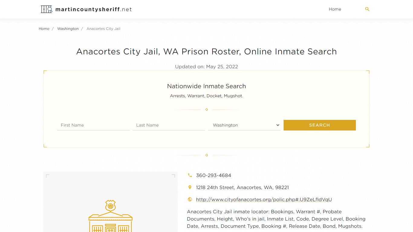 Anacortes City Jail, WA Prison Roster, Online Inmate ...